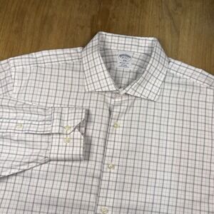 Brooks Brothers Regent Long Sleeve Dress Shirt Mens 18 34/35 White Plaid